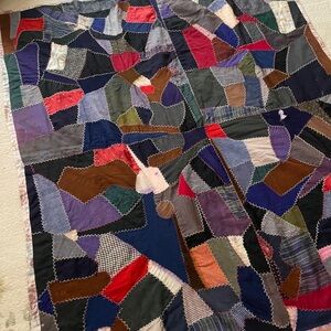 Antique Patchwork Quilt Blanket Crazy Quilt Victorian Wool